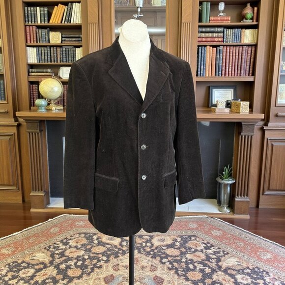 Benetton Brown Pinwale Corduroy 3 Button Blazer Sport Coat - Picture 1 of 7